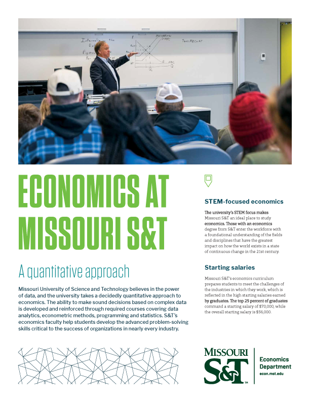 Image of flyer describing Missouri University of Science and Technology's quantitative approach to economics